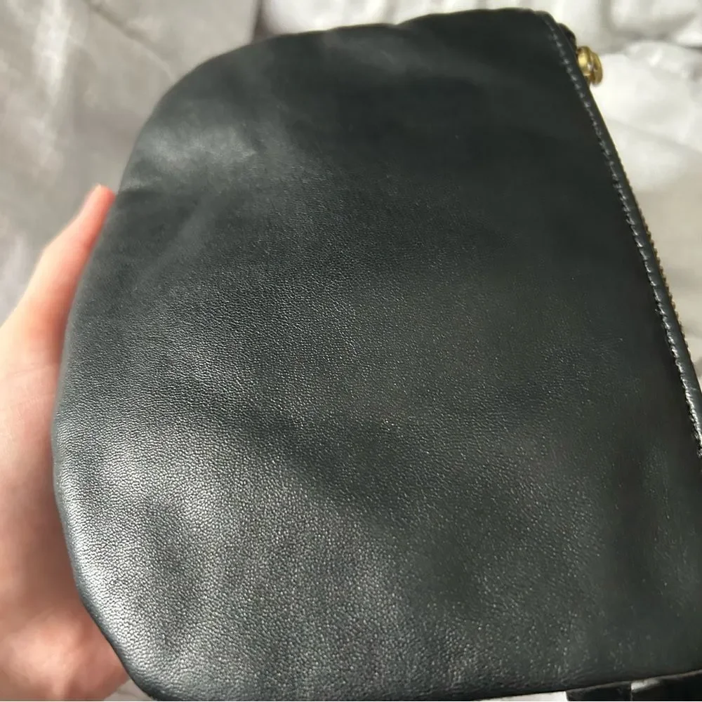 Free People Payton Lamb Leather Belt Bag Pouch Wallet Black